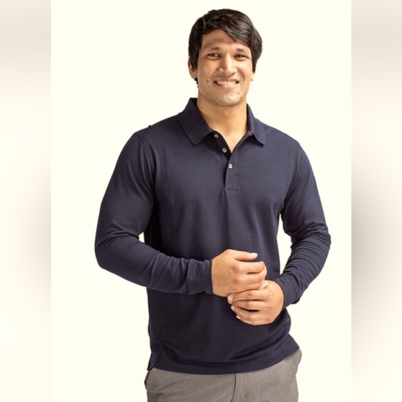 Cutter & Buck Other - Cutter & Buck Advantage Eco Tri-Blend Pique Mens Long Sleeve Polo Black Size XL